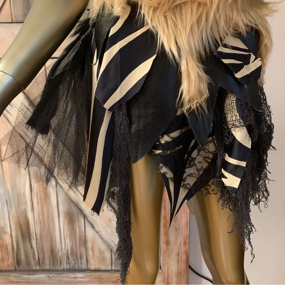 Animal Print Mini Dress With Fur Size 12 - Picture 6 of 8